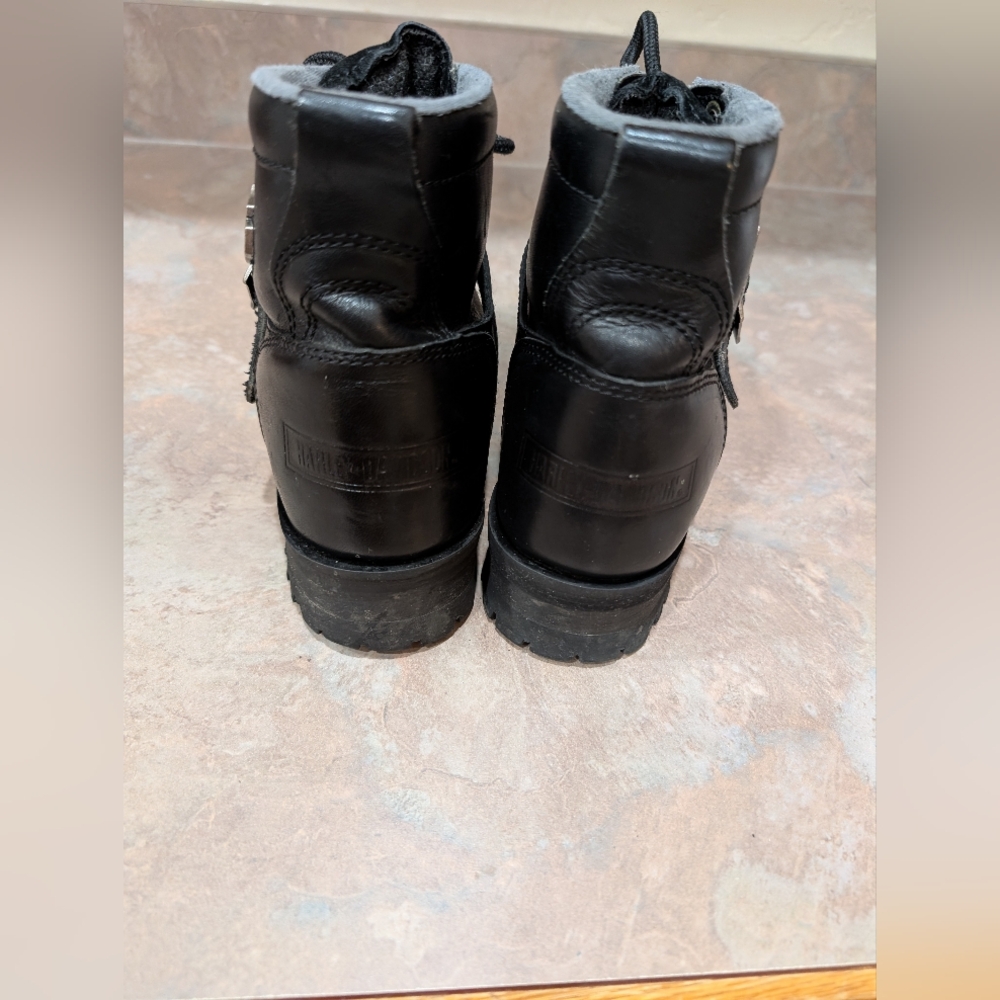 Authentic Harley-Davidson® Black Leather (thick) Lace-Up/With Strap & Buckle - Picture 7 of 13